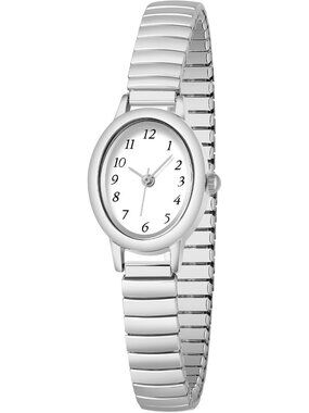 Women's Silver Analog Quartz Alloy Steel Expansion Band Waterproof Wrist Watch